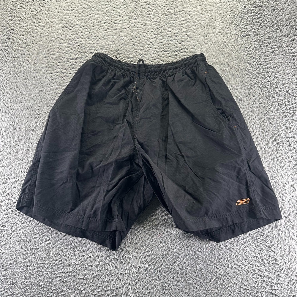 Reebok Shorts Men M Black Nylon Windbreaker Elastic Waist Hiking Camping Utility
